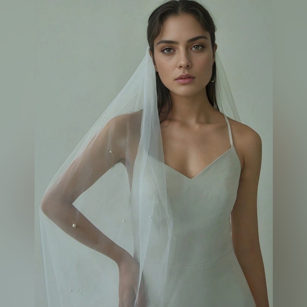 Stunning Wedding veil white bridal pearls bow elegant brand new ✨✨🔥🔥🔥 New - Picture 3 of 7